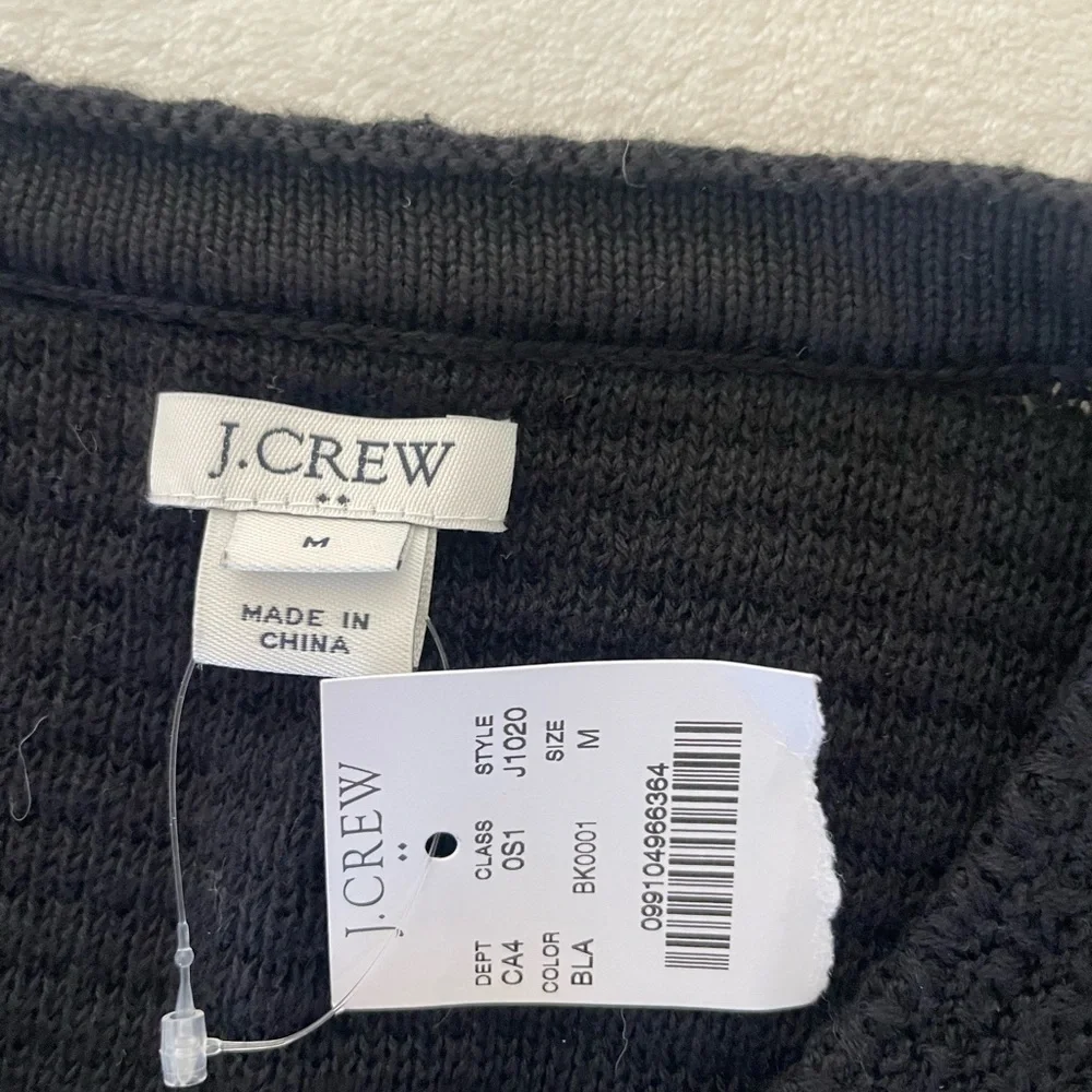J. Crew Black Fringe Knit MIDI Dress